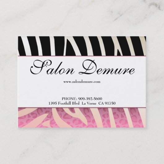 Trendy Zebra & Cheetah Salon Sale Certificates Visitekaartje (Voorkant)