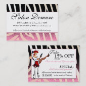 Trendy Zebra & Cheetah Salon Sale Certificates Visitekaartje (Voorkant / Achterkant)
