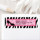 Trendy Zebra Girly Pink Shoes met naam Etiket (Insitu)