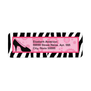 Trendy Zebra Girly Pink Shoes met naam Etiket