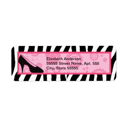 Trendy Zebra Girly Pink Shoes met naam Etiket (Voorkant)