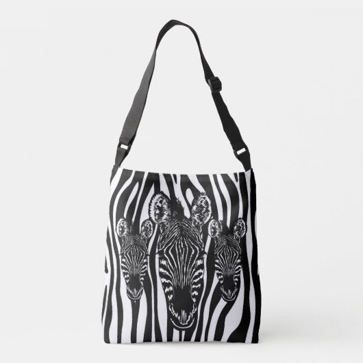 Trendy Zebra Herd op Zebra Print Crossbody Tas (Achterkant)