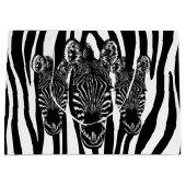 Trendy Zebra Herd op Zebra Print Groot Cadeauzakje (Voorkant)