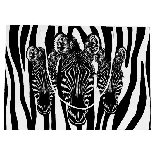 Trendy Zebra Herd op Zebra Print Groot Cadeauzakje (Achterkant)
