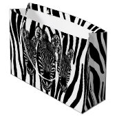 Trendy Zebra Herd op Zebra Print Groot Cadeauzakje (Achterkant Gekanteld)