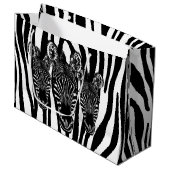 Trendy Zebra Herd op Zebra Print Groot Cadeauzakje (Voorkant Gekanteld)
