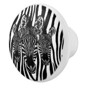 Trendy Zebra Herd op Zebra Print Keramische Knop (Rechts)
