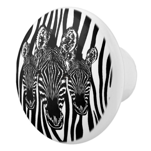Trendy Zebra Herd op Zebra Print Keramische Knop (Rechts)