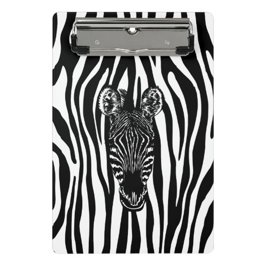 Trendy Zebra Herd op Zebra Print Mini Klembord (Voorkant)