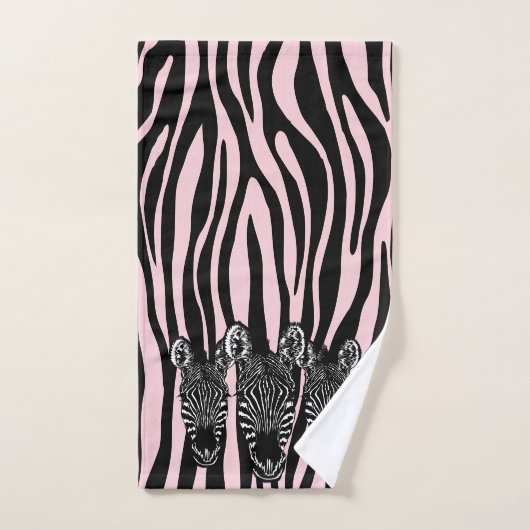 Trendy Zebra Herd op Zebra Print Pink Bad Handdoek (Handdoek)
