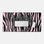 Trendy Zebra Herd op Zebra Print Pink Bureaumat (Keyboard & Muis)