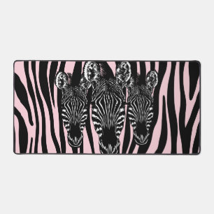 Trendy Zebra Herd op Zebra Print Pink Bureaumat