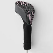Trendy Zebra Herd op Zebra Print Pink Golfheadcover (Schuin)