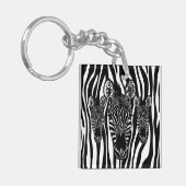 Trendy Zebra Herd op Zebra Print Sleutelhanger (Voorkant Links)