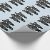 Trendy zebra kudde op blauw cadeaupapier (Hoek)