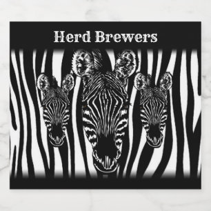 Trendy zebra kudde op zebraprint bier etiket