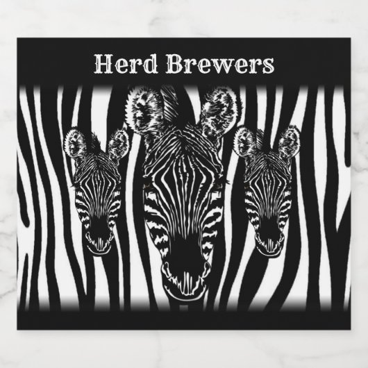 Trendy zebra kudde op zebraprint bier etiket (Enkel label)