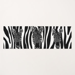 Trendy zebra kudde op zebraprint effen zwarte zijd yogamat