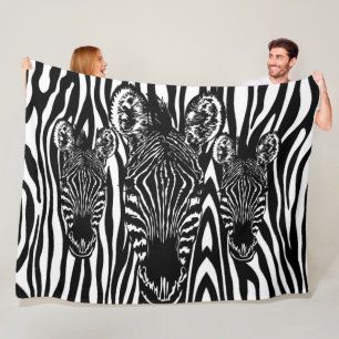Trendy zebra kudde op zebraprint fleece deken