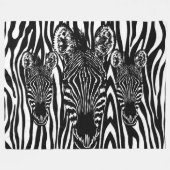 Trendy zebra kudde op zebraprint fleece deken (Voorkant (Horizontaal))