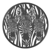 Trendy zebra kudde op zebraprint hockey puck (Voorkant)