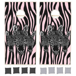 Trendy zebra kudde op zebraprint roze