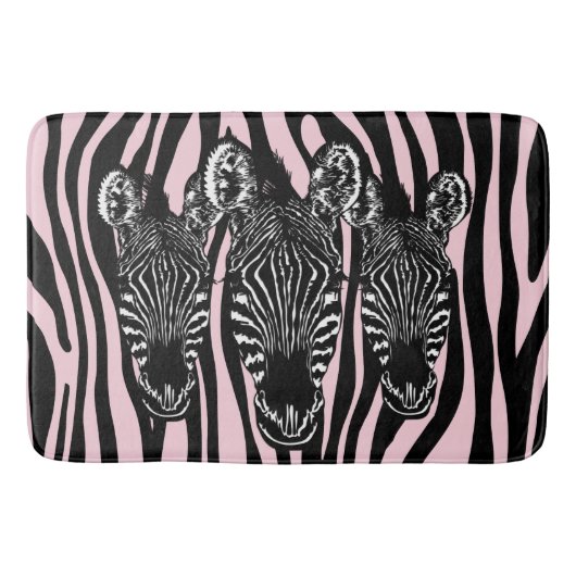 Trendy zebra kudde op zebraprint roze badmat (Voorkant)