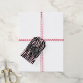 Trendy zebra kudde op zebraprint roze cadeaulabel (Met Touw)