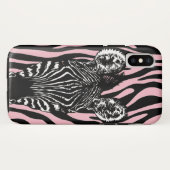 Trendy zebra kudde op zebraprint roze Case-Mate iPhone case (Achterkant (horizontaal))
