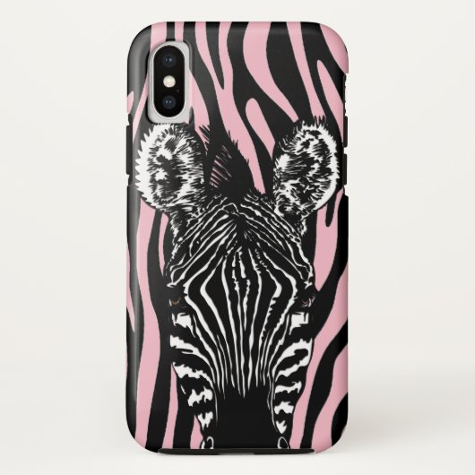 Trendy zebra kudde op zebraprint roze Case-Mate iPhone case (Achterkant)