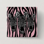 Trendy zebra kudde op zebraprint roze vierkante button 5,1 cm (Voorkant)