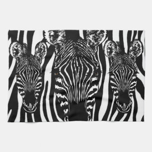 Trendy zebra kudde op zebraprint theedoek
