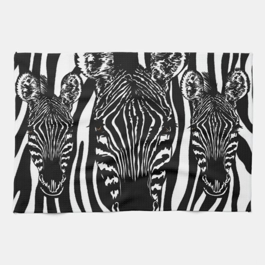 Trendy zebra kudde op zebraprint theedoek (Horizontaal)