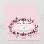 Trendy Zebra Lijst sparen de Uitnodiging van de Da (Voorkant / Achterkant)