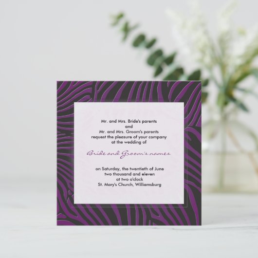 Trendy zebra - Paars Kaart (Staand voorkant)