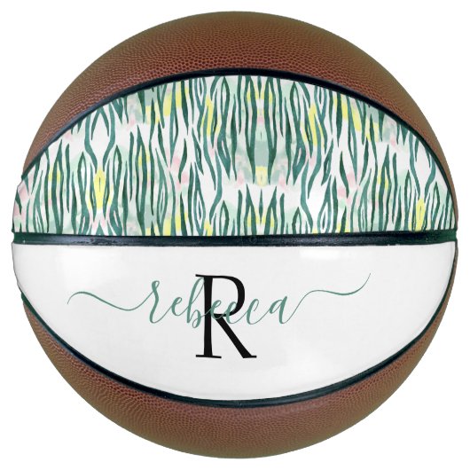Trendy Zebra Pattern | Monogram Basketbal (Voorkant)