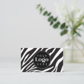 Trendy Zebra Print Aangepaste Bedrijf Logo QR Code Visitekaartje (Staand voorkant)