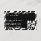 Trendy Zebra Print Aangepaste Bedrijf Logo QR Code Visitekaartje (Achterkant)