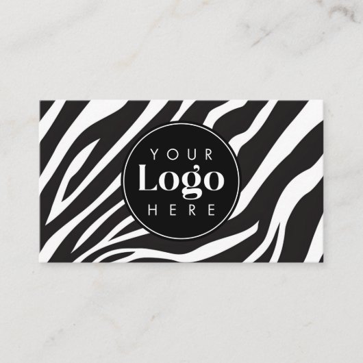 Trendy Zebra Print Aangepaste Bedrijf Logo QR Code Visitekaartje (Voorkant)