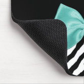 Trendy Zebra Print Aqua Mint Ribbon met naam Muismat (Hoek)