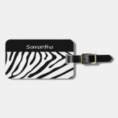 Trendy Zebra Print Black and White Bagagelabel (Voorkant horizontaal)