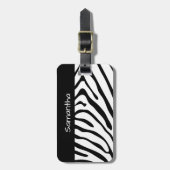Trendy Zebra Print Black and White Bagagelabel (Voorkant verticaal)