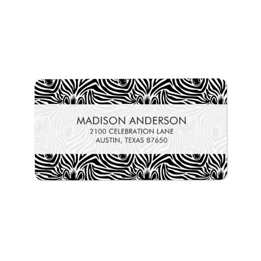 Trendy Zebra Print Black and White Pattern Etiket (Voorkant)