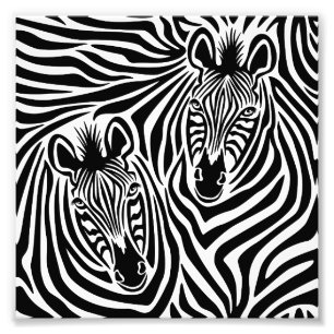 Trendy Zebra Print Black and White Pattern Foto Afdruk
