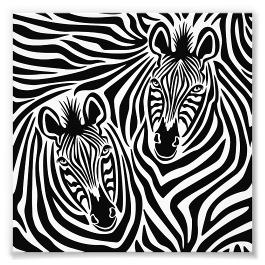 Trendy Zebra Print Black and White Pattern Foto Afdruk (Voorkant)