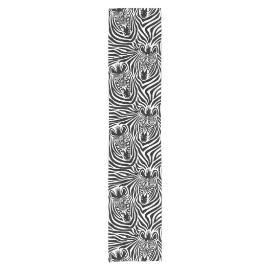 Trendy Zebra Print Black and White Pattern Korte Tafelloper (Voorkant)