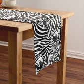 Trendy Zebra Print Black and White Pattern Korte Tafelloper (Voorbeeld)