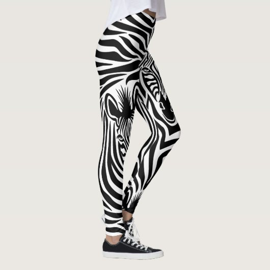 Trendy Zebra Print Black and White Pattern Leggings (Rechts)