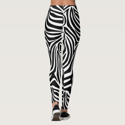 Trendy Zebra Print Black and White Pattern Leggings (Achterkant)