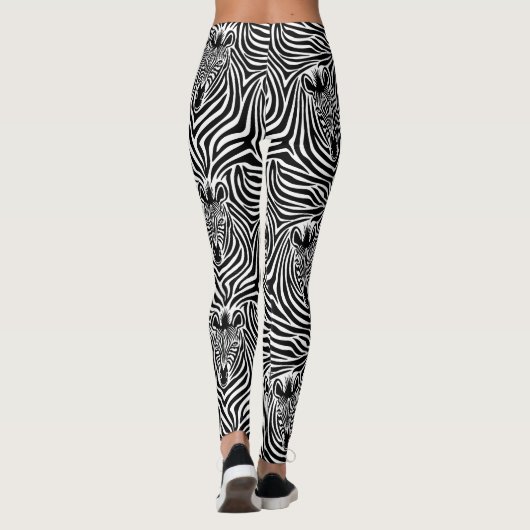 Trendy Zebra Print Black and White Pattern Leggings (Achterkant)